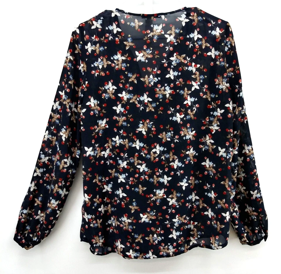 Dalia Collection Blue Floral Long Sleeve Womens Top - Size M - Image 2 of 4