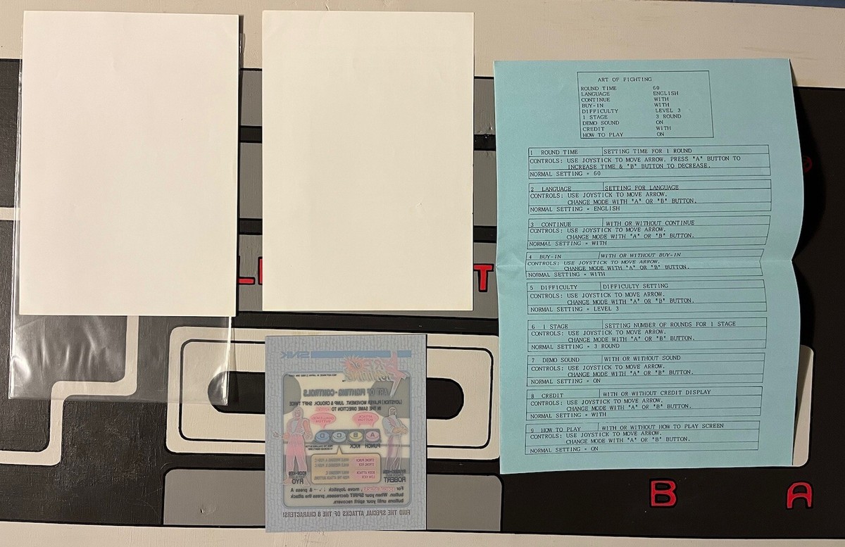 Arset Flyers Marquee Dip Switch – Art Of Fighting, Neo Geo MVS SNK, Arcade