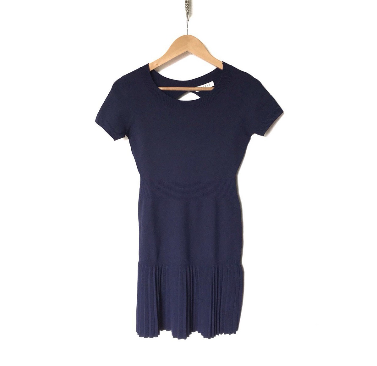 sandro pleated knit dress Sandro Pleated Knit Dress - Blue / Navy