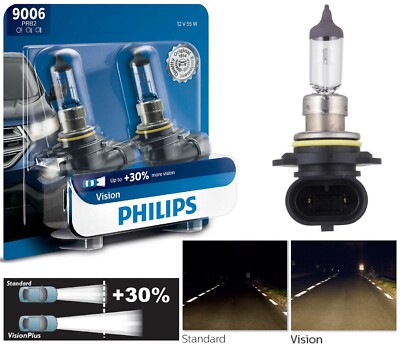 Philips Vision 30% 9006 HB4 55W Two Bulbs Head Light Replace Low Beam Halogen OE