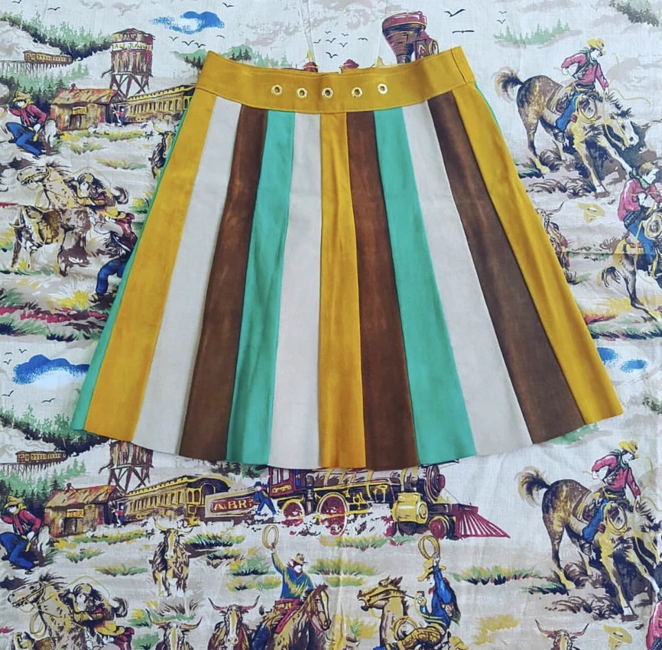 Винтажная кожаная замшевая юбка 60/70-х годов в идеальном состоянии Mod/It Girl Lane Bryant W 31"" - Изображение 2 из 4