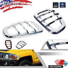 Chrome Silver Front Side Marker Light Guard Covers Trims For HUMMER H3 H3T 06-10