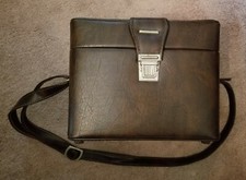 Vtg Large Dark Brown Hard Shell Vintage Camera Case w/ Holder Shoulder Strap