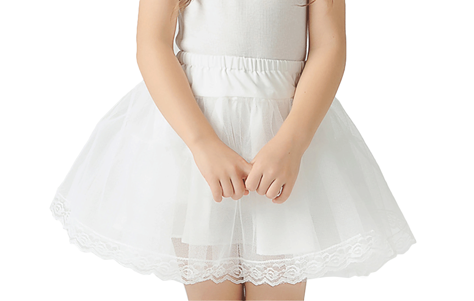 renvena Kids Girls Hoopless/2 Hoop Petticoat Half Slip Flower Girl Crinoline Skirt Bridesmaid Wedding Underskirt 