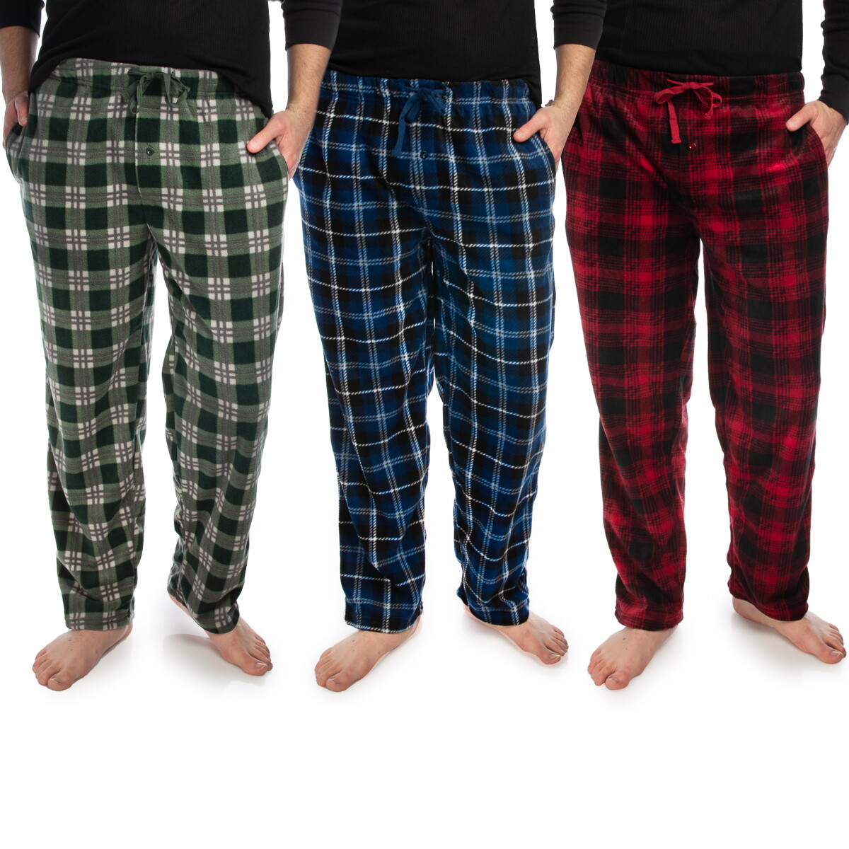 3 Pairs Men's Fleece Lounge Pants PJs Set Plaid Sleepwear Pajama Bottoms  Pockets | eBay
