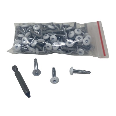 100 Pack White 1'' Inch Torx Self Tapping Sheet Metal Cargo Trailer Screws