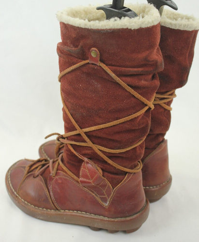 EL NATURALISTA UNIQUE MOCCASIN RED/ BROWN LEATHER BOOTS SIZE 6.5 US VGC! - Picture 4 of 9