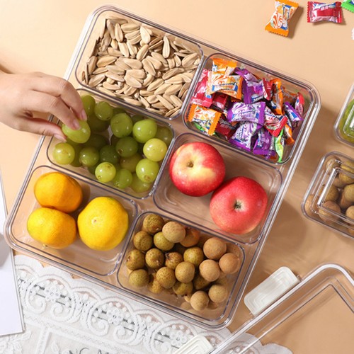 2PCS 288Oz Divided Serving Tray,6 Compartments Fruit Candy Nut Snack Storage Box - Picture 10 of 20