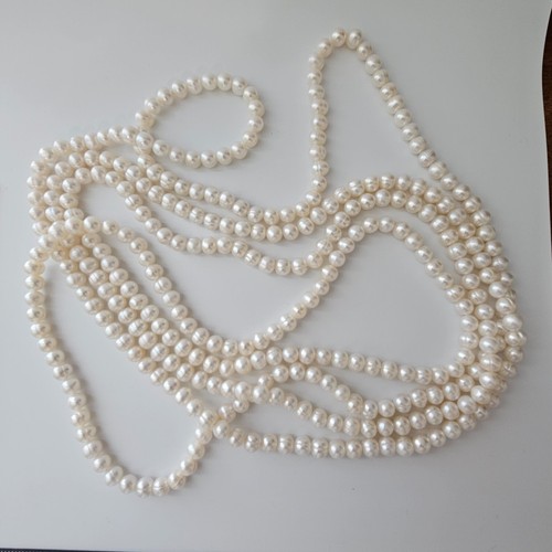 Collar de Perlas Genuinas 100" Extra Largo 8mm Blanco - Imagen 4 de 7