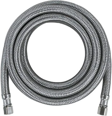 EZ-FLUID (1) 1/4" Comp x 120" 10-FT S.S Refrigerator Icemaker Water Supply Line Connector
