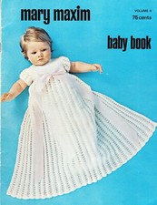 Vtg Mary Maxim Knit Christening Robe Party Dress Cape Jacket Baby Book V4