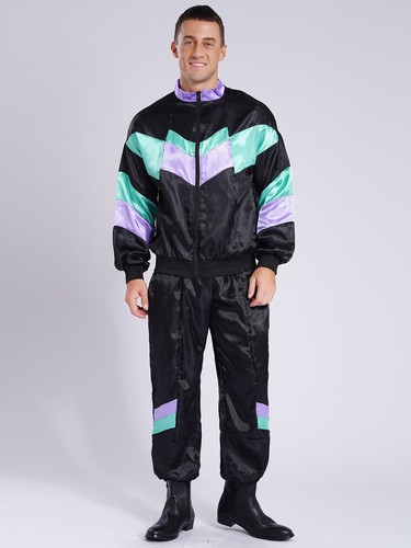 Mens Hippie Costumes Carnivals 70s Disco Disco Dance Tracksuit Themed Party - Picture 25 of 64