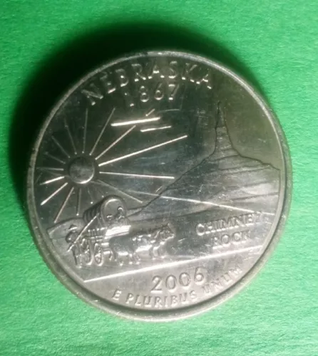 2006 Nebraska Ray Of Sun Across Coin Strike Error Quarter Washington Cheek Grees
