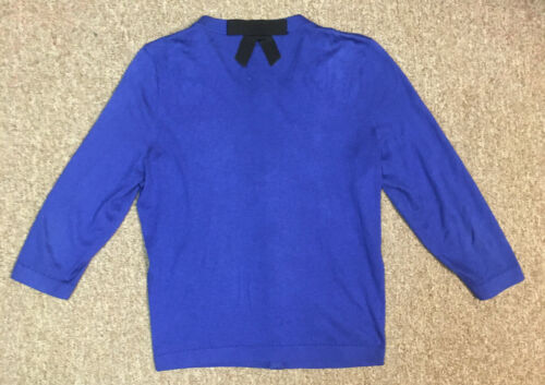 Kate Spade Silk Cotton 3/4 Sleeve Cardigan Sweater, Cobalt Blue, M - Picture 2 of 5