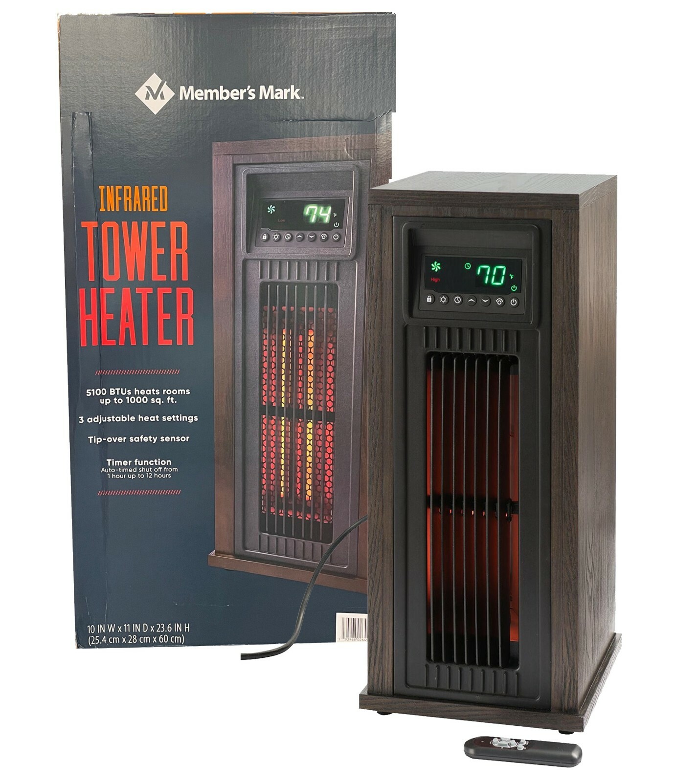 Memberu0026#039;s Mark HT1216 Infrared Tower Heater 23u0026#034;, Heats Up To 1000  Square Feet | eBay