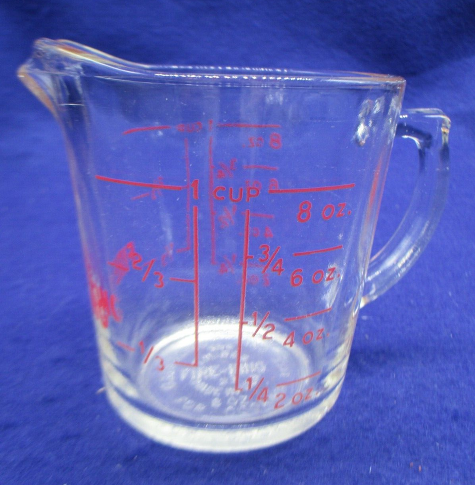 Fire King Glass Measuring Cup with Red Lettering 496 & 21 Made in