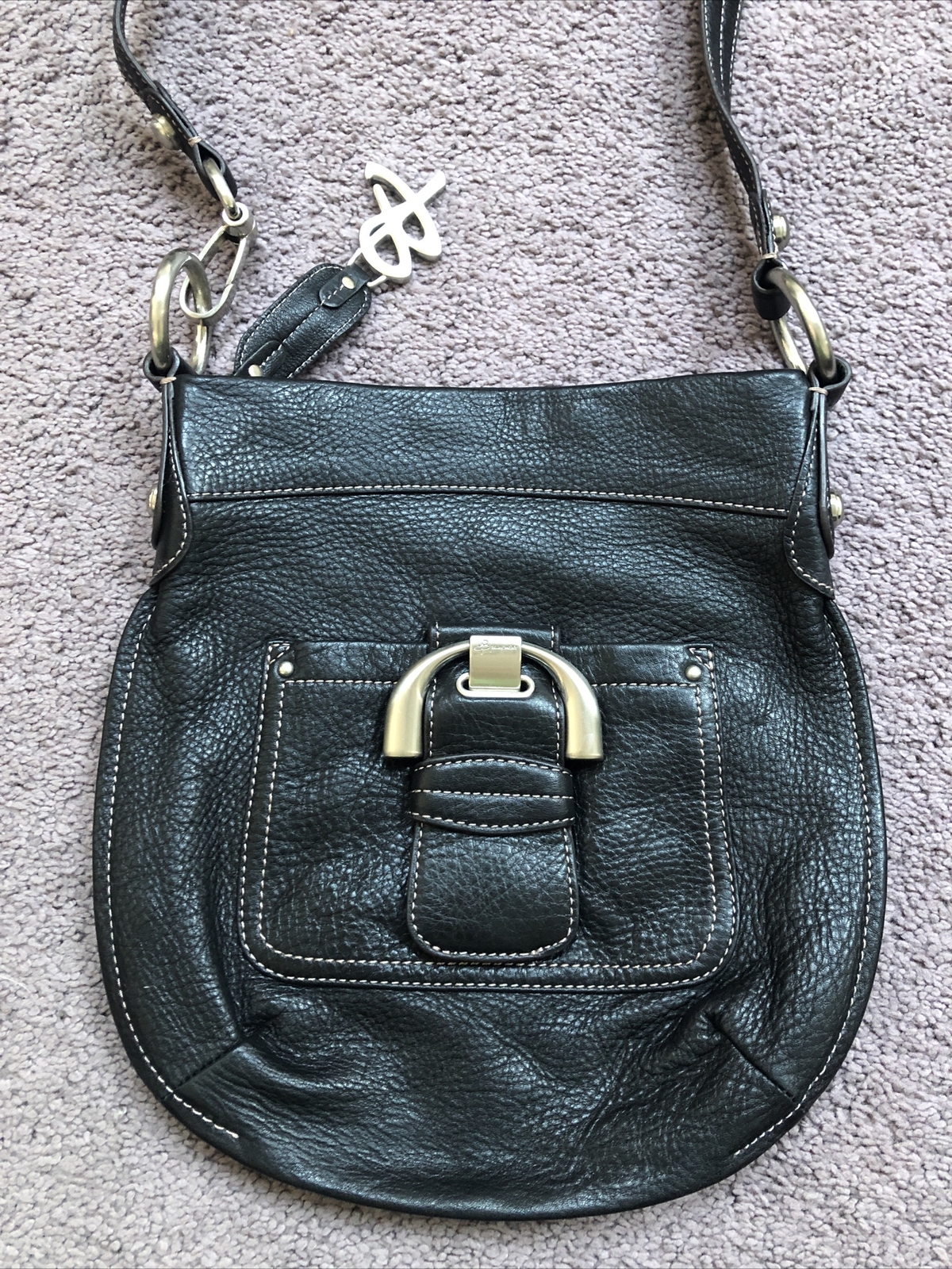 B MAKOWSKY BLACK PEBBLED LEATHER CROSSBODY PURSE SHOULDER BAG