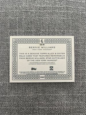 Bernie Williams 2022 Topps Allen & Ginter Memorabilia Bat Relic
