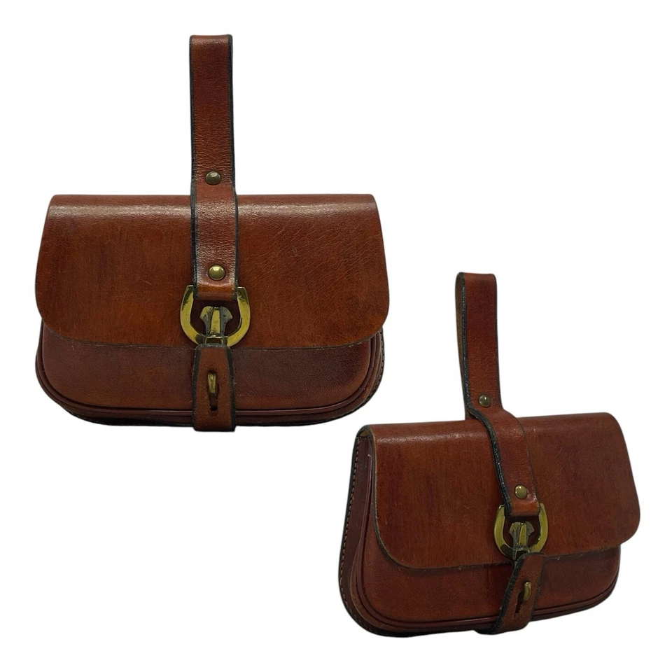 Bolso Cinturón Cuero ETIENNE AIGNER Vintage Años 60 70 Tarjeta Billetera Bolso Hecho a Mano RARO Foto 2 de 4