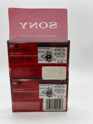 Vintage, New, Sealed TWO PACK - Sony HF 60 Minutes Cassettes High Fidelity - Picture 2 of 2