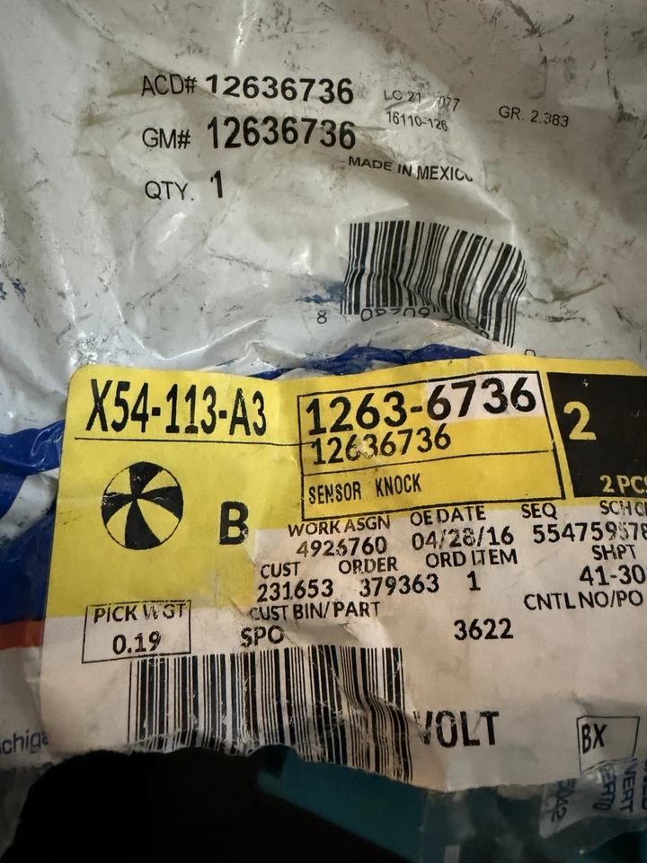 Sensor de golpe de encendido (detonación) GM OEM 12636736 12605738 ACDelco 213-4404  Foto 2 de 2