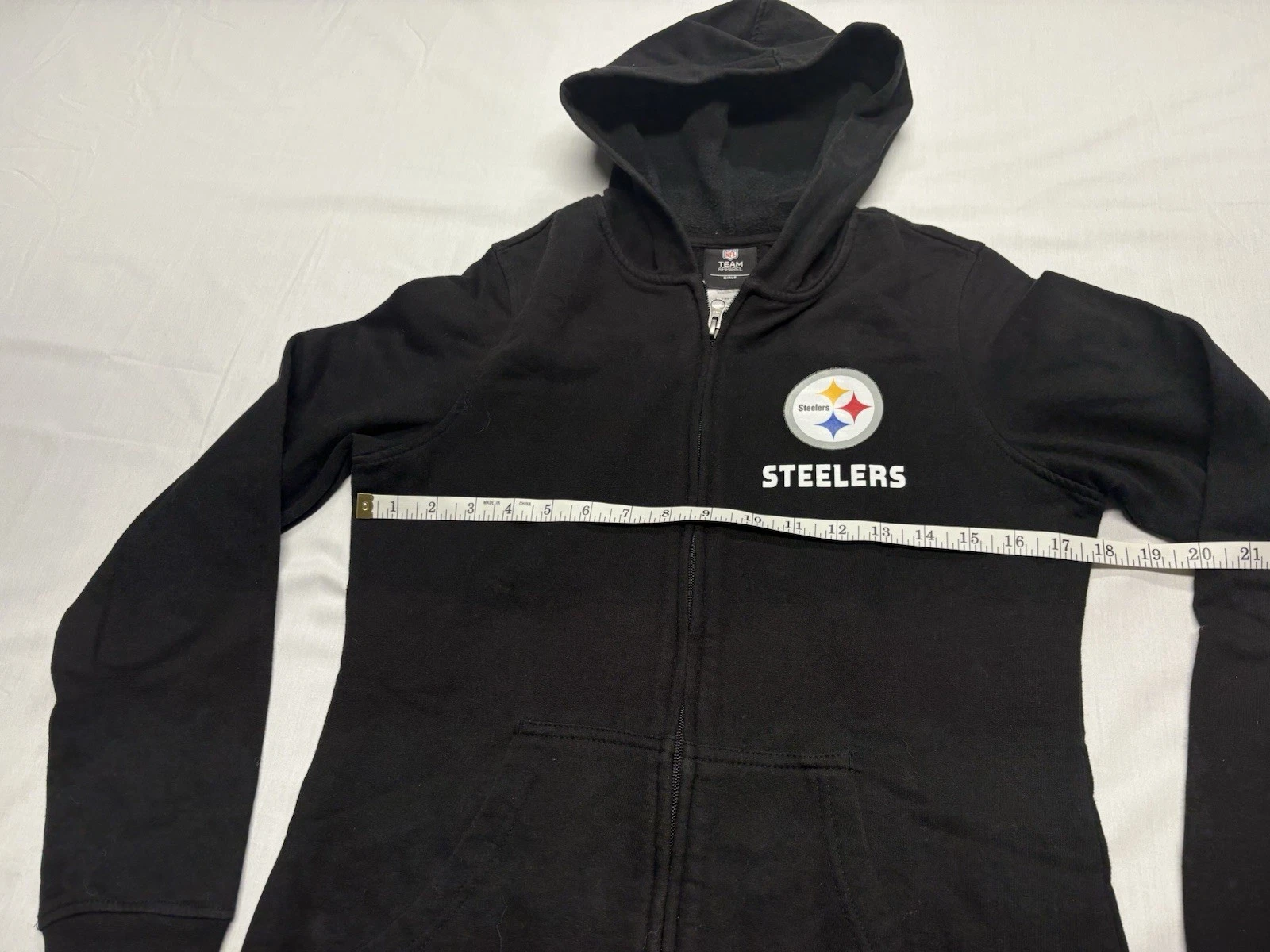 VETEMENTS Felpa con cappuccio e zip intera Pittsburgh Steelers NFL Team Apparel ragazza taglia XL 16