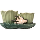Vintage McCoy Double Tulip Planter Swallow Bird Pottery Green USA