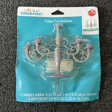 Celebrate Cake Candelabra 5x5  9 Birthday Candles Gray x2 Pieces