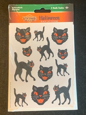Beistle Vintage Style Scratch Cat Stickers 12 Per Sheet 4 Sheets 