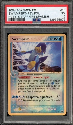 Pokemon Swampert EX Ruby & Sapphire SPANISH Reverse Holo Rare #13 PSA 7