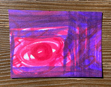 ACEO Original Hand Painted "Eye See You 1", 2.5 X 3.5 - NovaMothArt Multimedia 