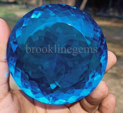 London Sky-Blue Topaz 100 Ct Transparent Round Cut Loose Certified Gemstone 6FGD