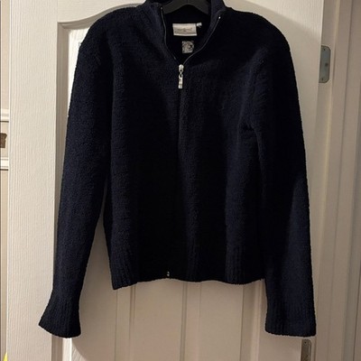 Kashwere Chenilla Lite Black Full Zip Jacket size M (approx)