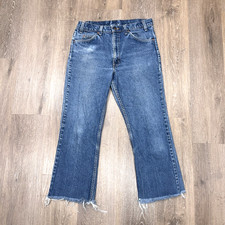Vintage Levis 517 Jeans 32X26 Orange Tab Bootcut Made in USA Raw Hem Tag 34X33 