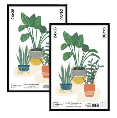 #ad Set of 2 Mainstays 24x36 Black Flat Profile Wall Photo Frame $20.99