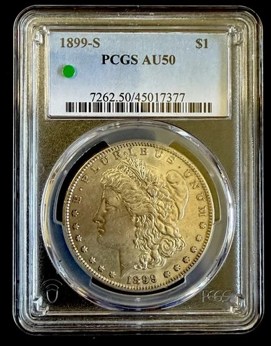 1899-s Morgan Silver Dollar.  In PCGS Holder.  AU50.