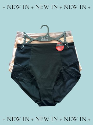 F.I.T. Figure Improving Technology Women s High-waisted Briefs Lace Sz M Pkg/3