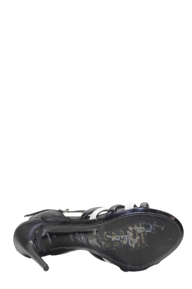 Sandalia Alice + Olivia para mujer de cuero con tiras negras blancas talla 38,5 8,5 Foto 4 de 4