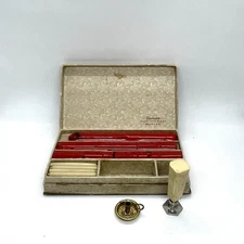 Vintage Dennison’s Wax Sealing Set Original Box, Red Wax