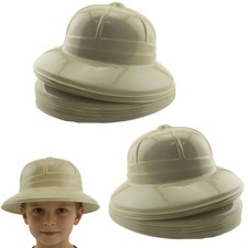 24Pc Jungle Safari Pith Sun Hat Khaki Beige Soft Plastic for Birthday Party Kids