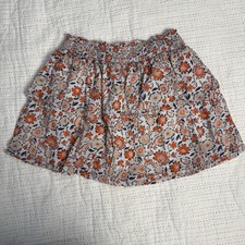 Vineyard Vines Girl s Floral Pleated A-Line Skirt M Orange White Cotton Modal