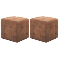 Vidaxl Pouf 2 Stk. Braun 30X30X30 Cm Wildleder-Optik Neu