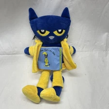 Zoobies Pete the Cat Plush Pajama Day Storybook Blue Yellow Stuffed Animal 16"