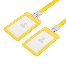 ID Badge Holders, 4.3x2.8 Inch Vertical Name Tag, Yellow 2 Piece