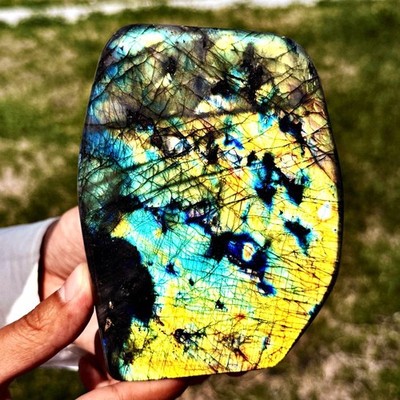 3.21LB Top natural Labrador flash moonstone quartz crystal mineral specimen
