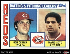 1984 Topps #756 Mario Soto / Ron Oester Reds Leaders & Checklist 8 - NM/MT