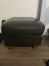 M&S Black Leather small storage footstool