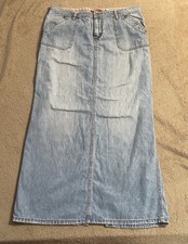 Vintage Y2k Light Denim Maxi Skirt High Slit 13 Unionbay