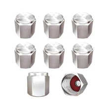 8PCS Brass Tire Valve Caps, Hexagon Shape, w/ O-Ring, Corrosion Resistant