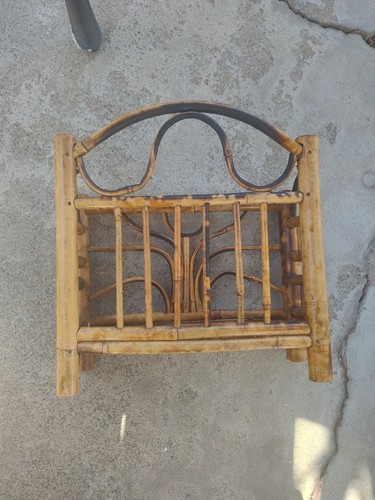 Vintage Bambus Briefhalter Schreibtisch Wand Caddy Rattan MCM TIKI - Bild 2 von 9